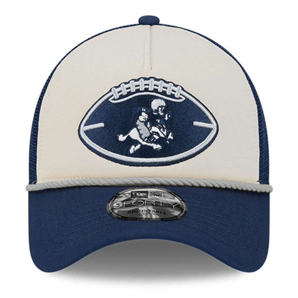 Dallas Cowboys New Era 2024 Sideline Historic 9FORTY A-Frame Trucker Adjustable Hat Stone/Navy - NFL