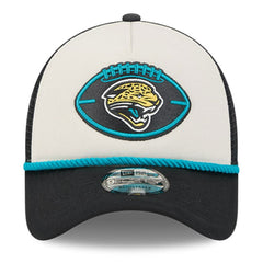 Jacksonville Jaguars New Era 2024 Sideline Historic 9FORTY A-Frame Trucker Adjustable Hat Stone/Black - NFL