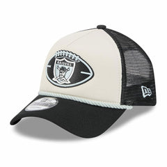 Las Vegas Raiders New Era 2024 Sideline Historic 9FORTY A-Frame Trucker Adjustable Hat Stone/Black - NFL