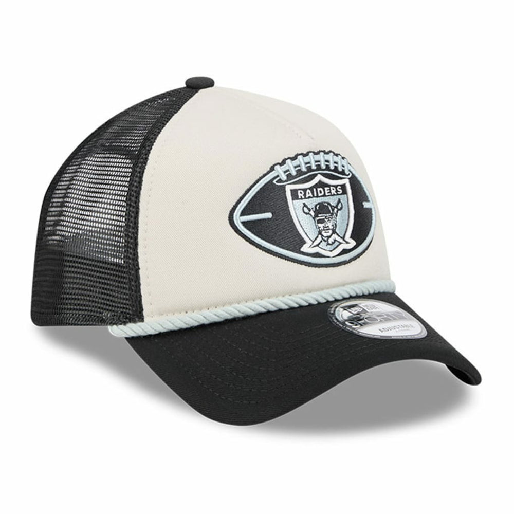 Las Vegas Raiders New Era 2024 Sideline Historic 9FORTY A-Frame Trucker Adjustable Hat Stone/Black - NFL