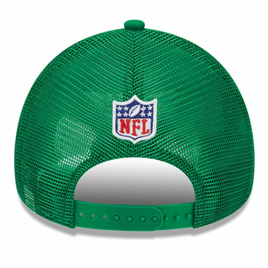 Philadelphia Eagles New Era 2024 Sideline Historic 9FORTY A-Frame Trucker Adjustable Hat Stone/Kelly Green - NFL