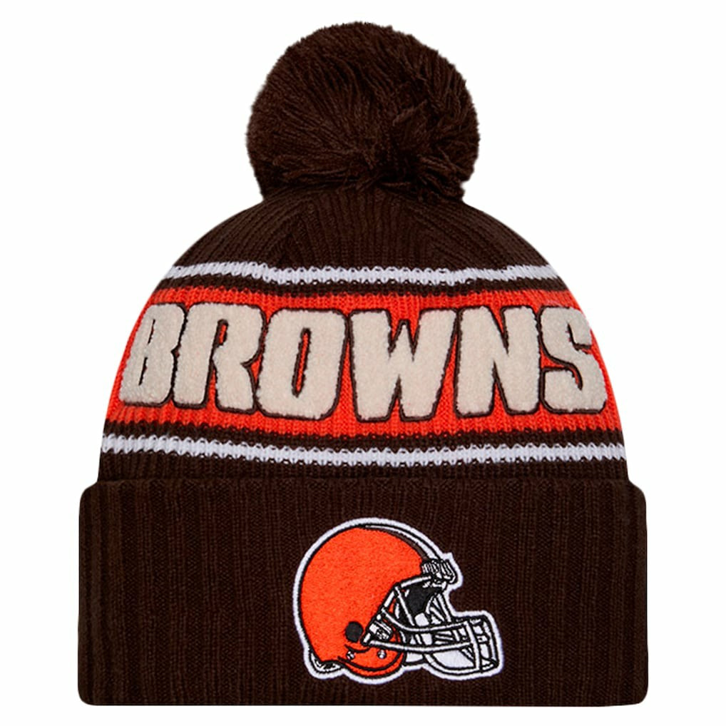 Cleveland Browns New Era 2024 Sideline Cuffed Knit Hat with Pom Brown - NFL