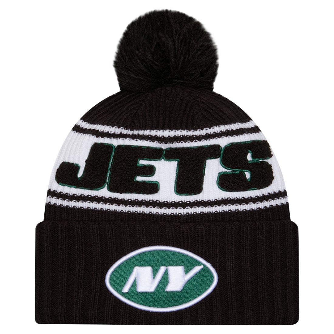 New York Jets New Era 2024 Sideline Cuffed Knit Hat with Pom Black - NFL