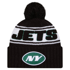 New York Jets New Era 2024 Sideline Cuffed Knit Hat with Pom Black - NFL