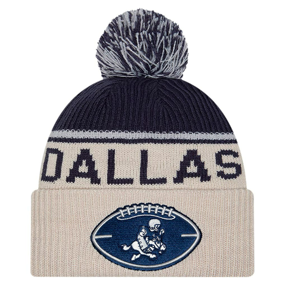 Dallas Cowboys New Era NFL Sideline Historic Cuffed Knit Hat with Pom
 Stone - NFL