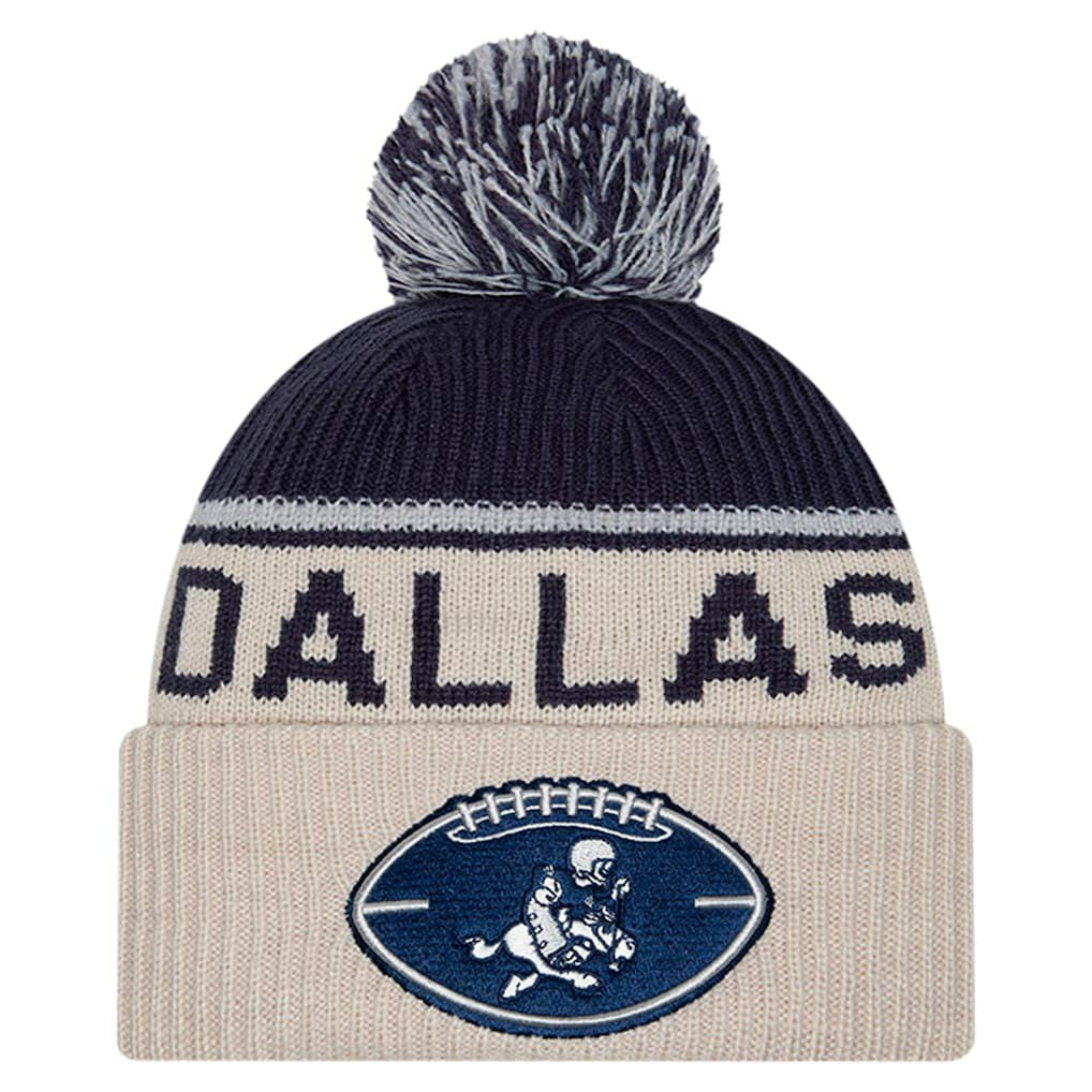 Dallas Cowboys New Era NFL Sideline Historic Cuffed Knit Hat with Pom
 Stone - NFL