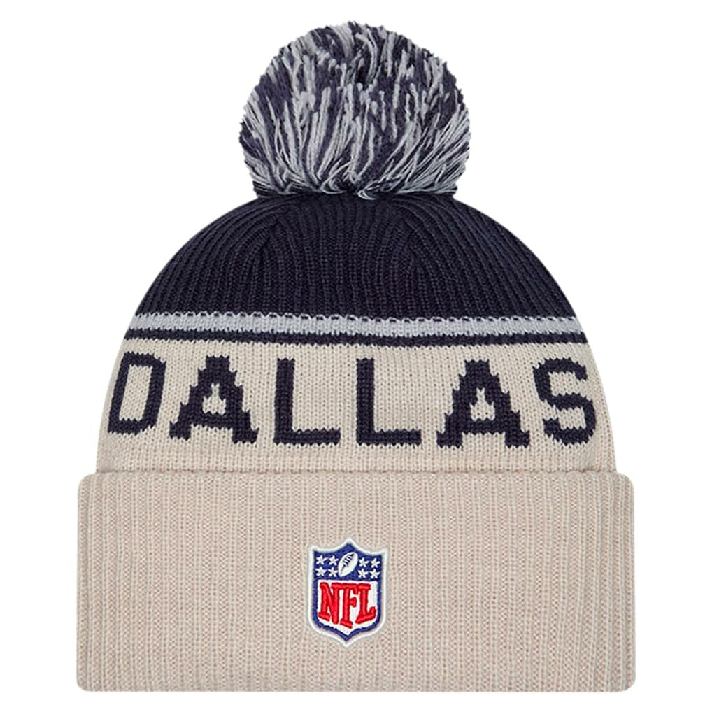 Dallas Cowboys New Era NFL Sideline Historic Cuffed Knit Hat with Pom
 Stone - NFL