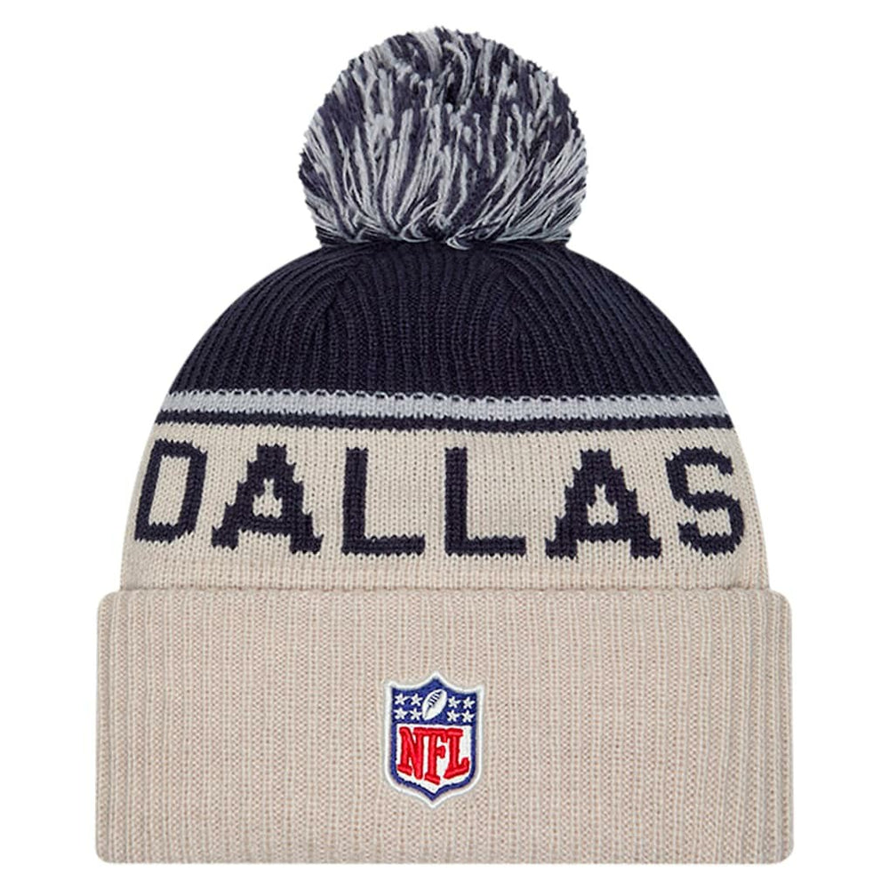 Dallas Cowboys New Era NFL Sideline Historic Cuffed Knit Hat with Pom
 Stone - NFL