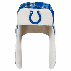 Indianapolis Colts New Era Sideline Plaid Sherpa Trapper Hat Royal - NFL