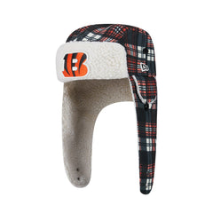 Cincinnati Bengals New Era Sideline Plaid Sherpa Trapper Hat Black - NFL