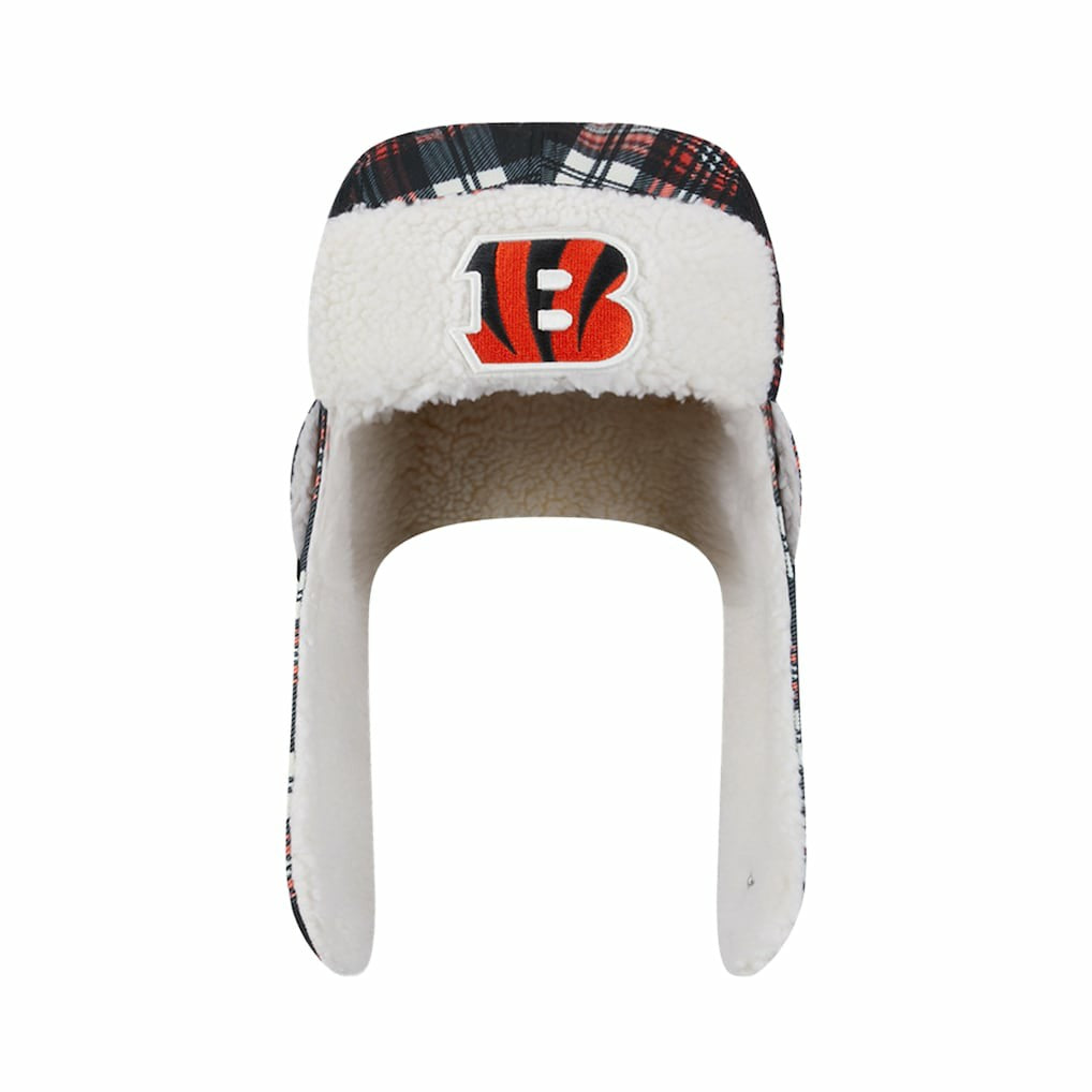 Cincinnati Bengals New Era Sideline Plaid Sherpa Trapper Hat Black - NFL