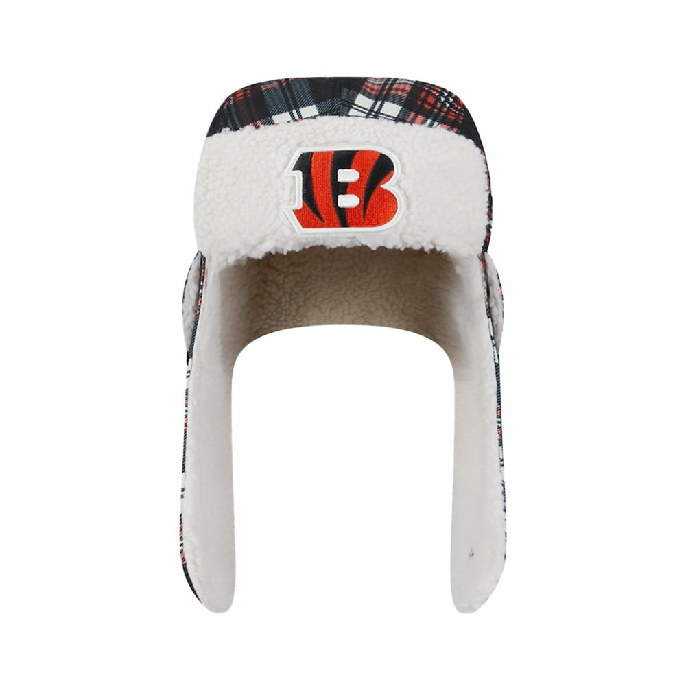 Cincinnati Bengals New Era Sideline Plaid Sherpa Trapper Hat Black - NFL