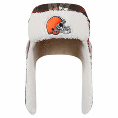 Cleveland Browns New Era Sideline Plaid Sherpa Trapper Hat Brown - NFL