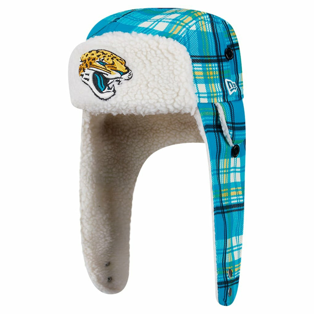 Jacksonville Jaguars New Era Sideline Plaid Sherpa Trapper Hat Teal - NFL