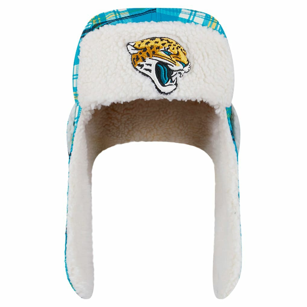 Jacksonville Jaguars New Era Sideline Plaid Sherpa Trapper Hat Teal - NFL