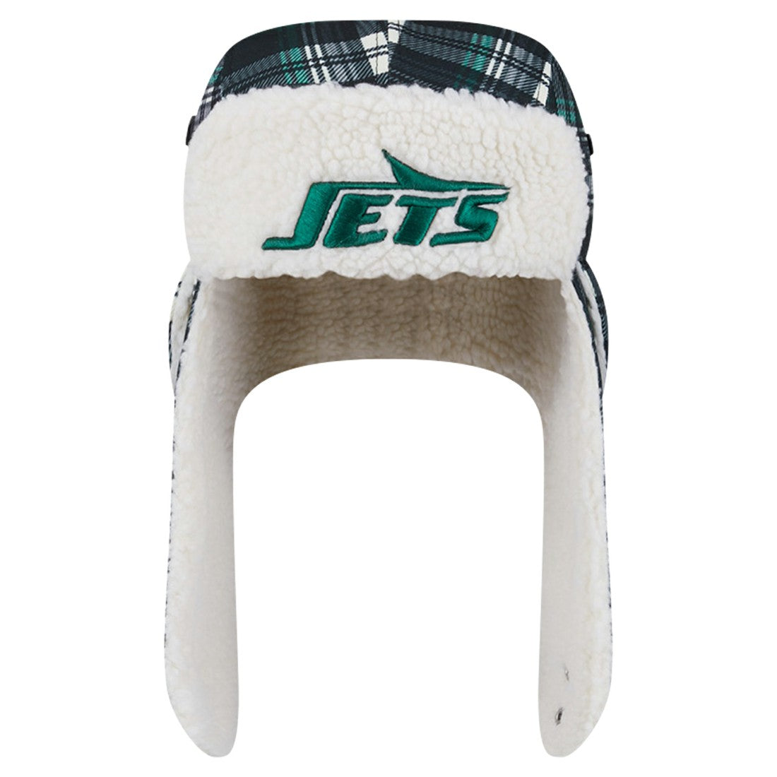 New York Jets New Era Sideline Plaid Sherpa Trapper Hat Black - NFL