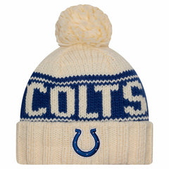 Indianapolis Colts New Era Women's 2024 Sideline Cuffed Knit Hat with Pom Cream - NFL