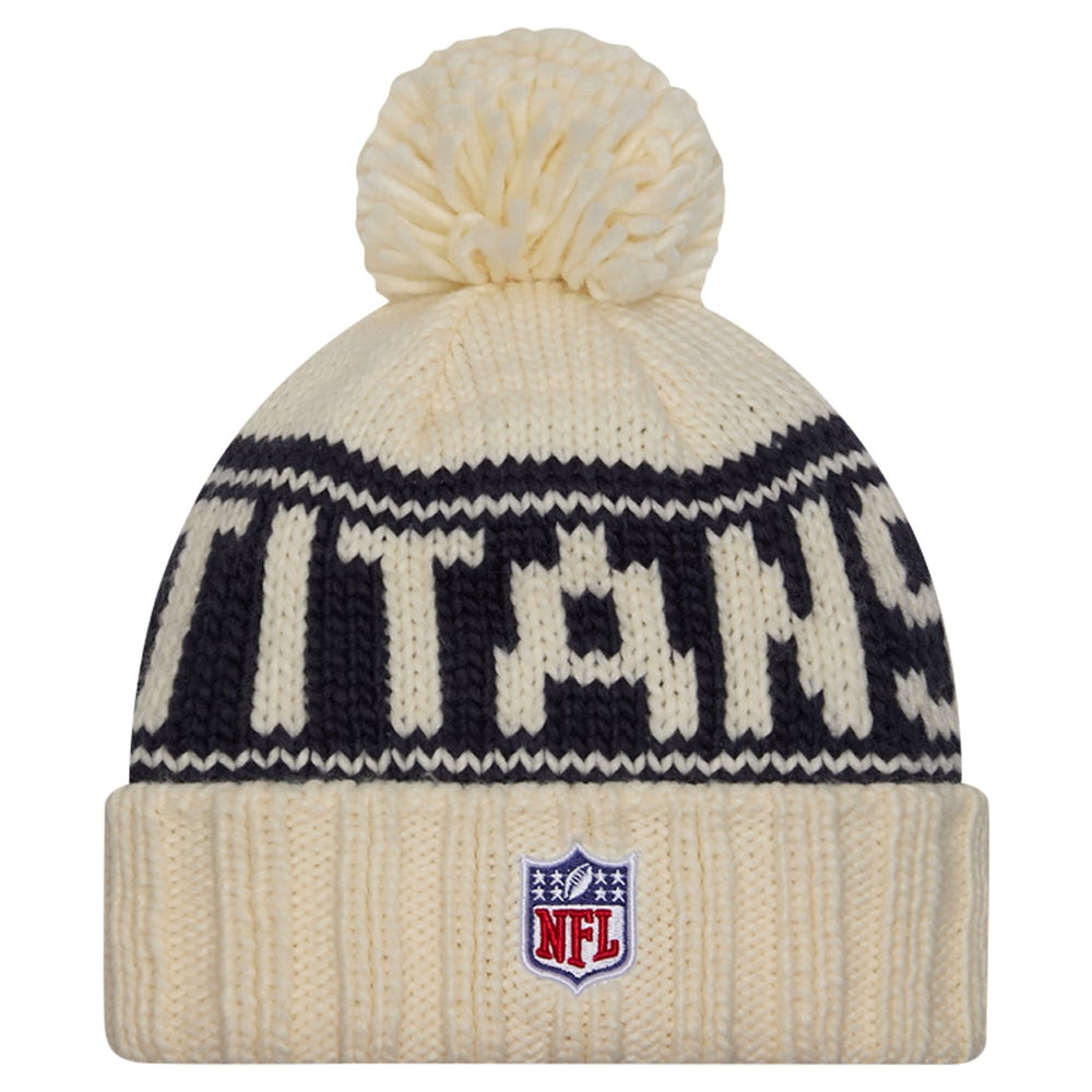 Tennessee Titans New Era Women's 2024 Sideline Cuffed Knit Hat with Pom Cream - NFL