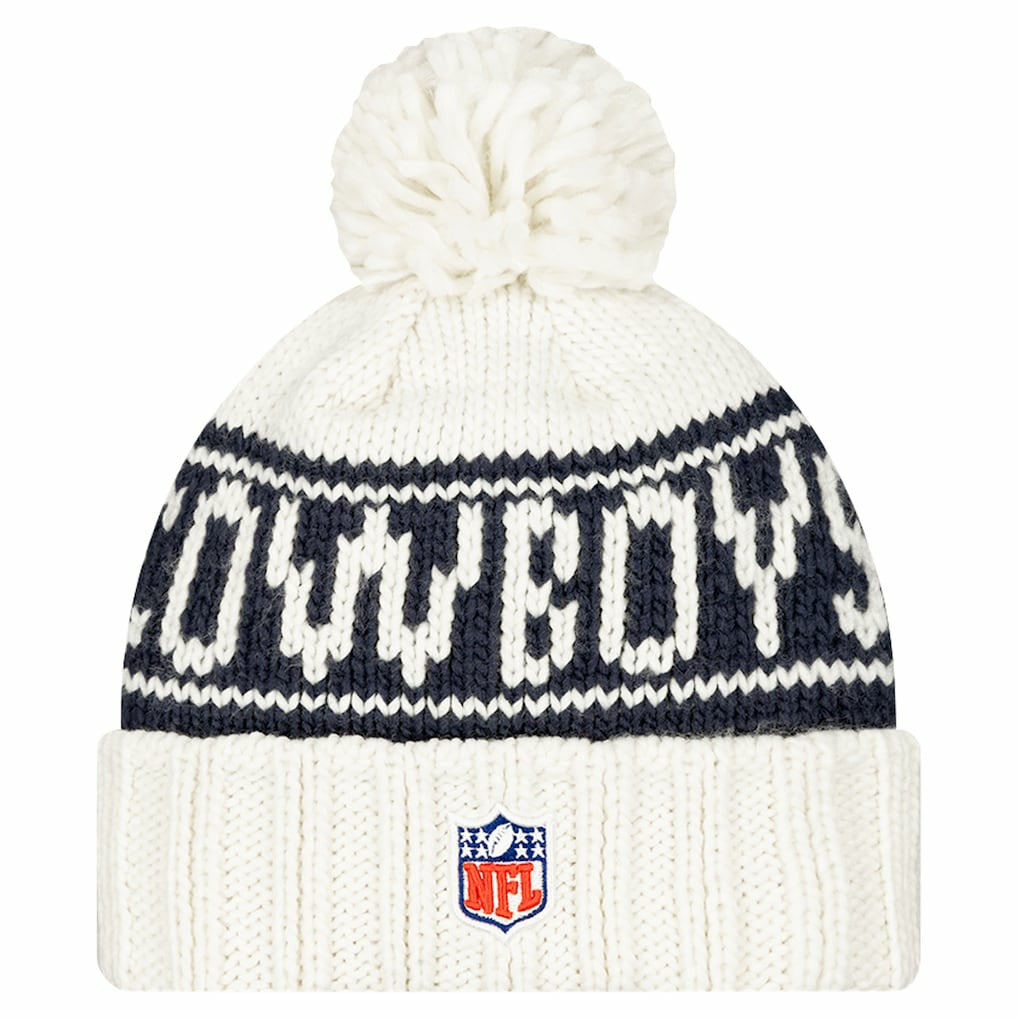 Dallas Cowboys New Era Women's 2024 Sideline Cuffed Knit Hat with Pom White - NFL