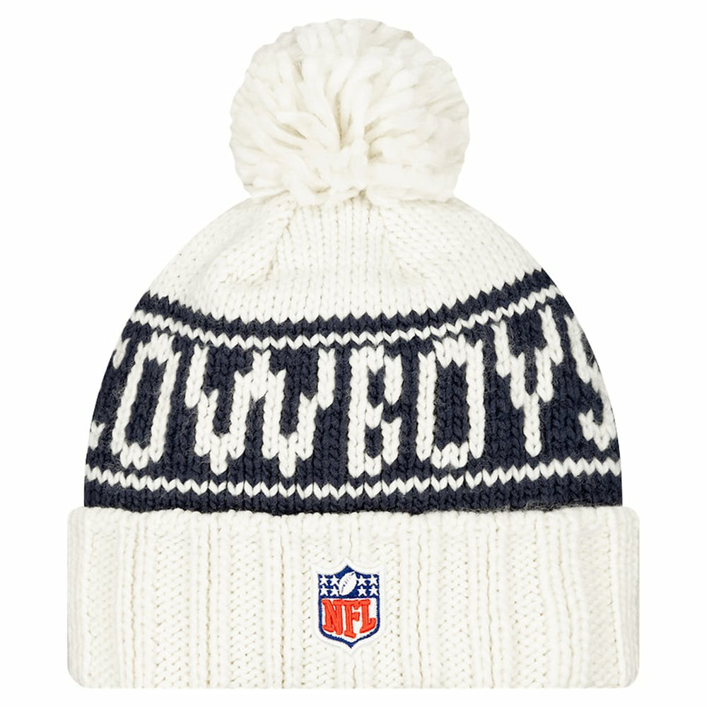 Dallas Cowboys New Era Women's 2024 Sideline Cuffed Knit Hat with Pom White - NFL