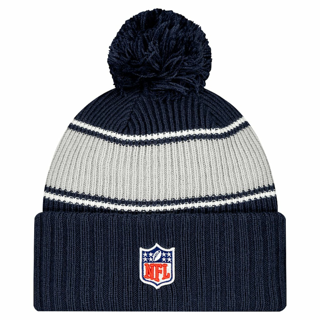 Dallas Cowboys New Era Youth 2024/25 Sideline Cuffed Knit Hat with Pom Navy - NFL