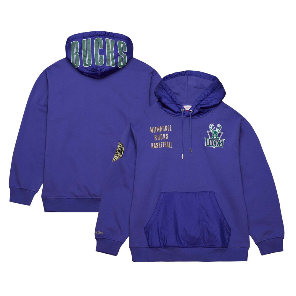 Mitchell & Ness - Milwaukee Bucks Team OG 2.0 Vintage Logo Fleece Pullover Hoodie - Purple