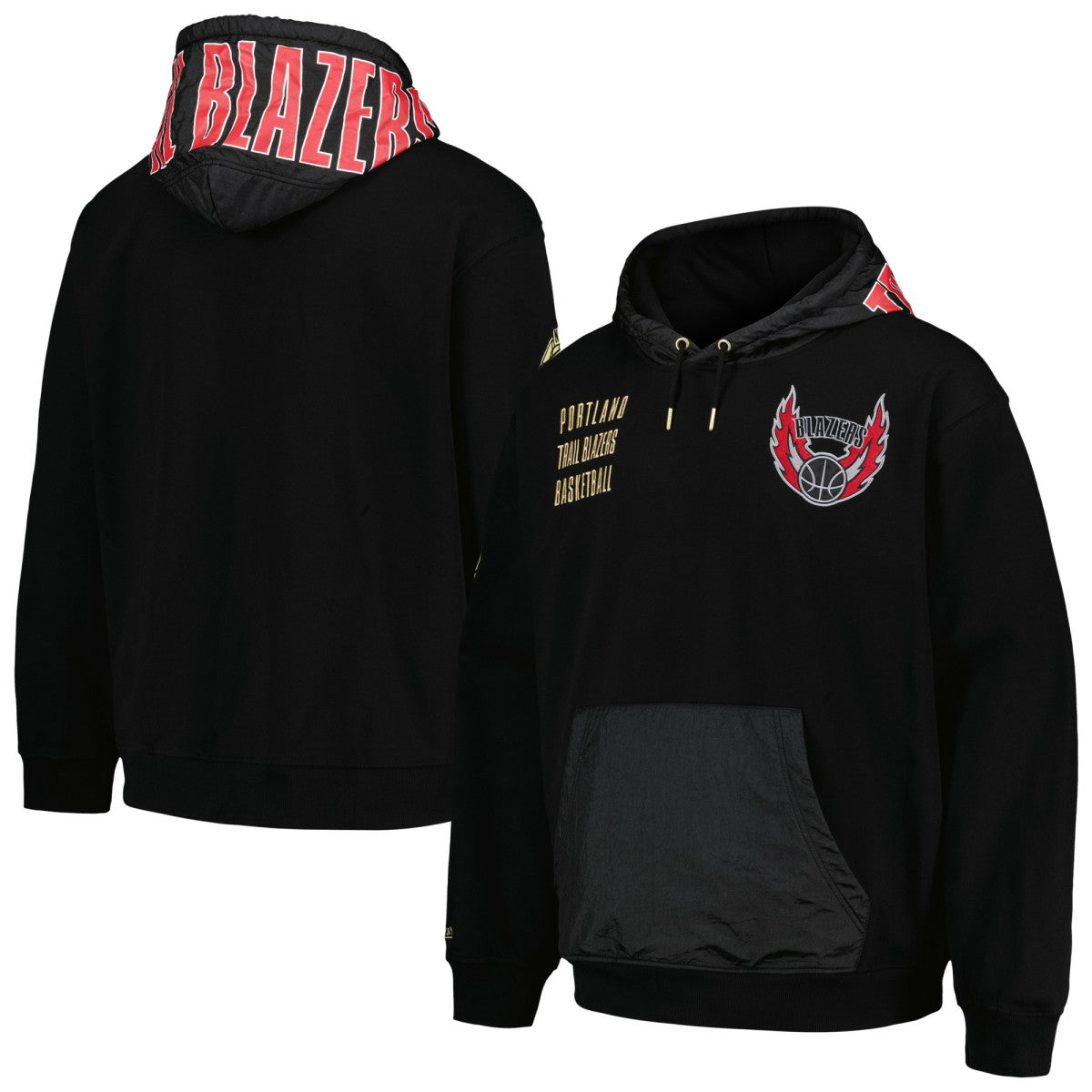 Mitchell & Ness - Portland Trail Blazers Team OG 2.0 Vintage Logo Fleece Pullover Hoodie - Black