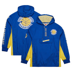 Mitchell & Ness - Golden State Warriors Team OG 2.0 Vintage Logo Anorak Windbreaker Quarter-Zip Jacket - Royal