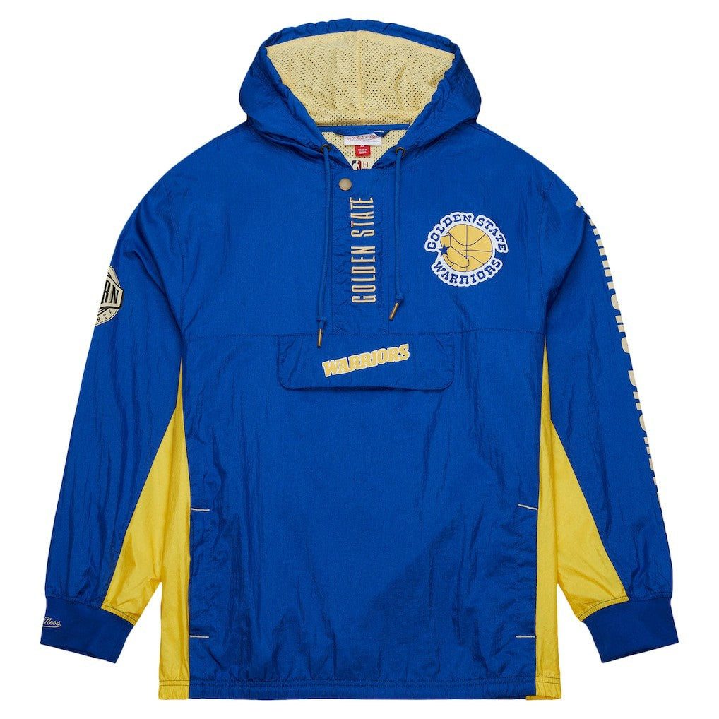 Mitchell & Ness - Golden State Warriors Team OG 2.0 Vintage Logo Anorak Windbreaker Quarter-Zip Jacket - Royal