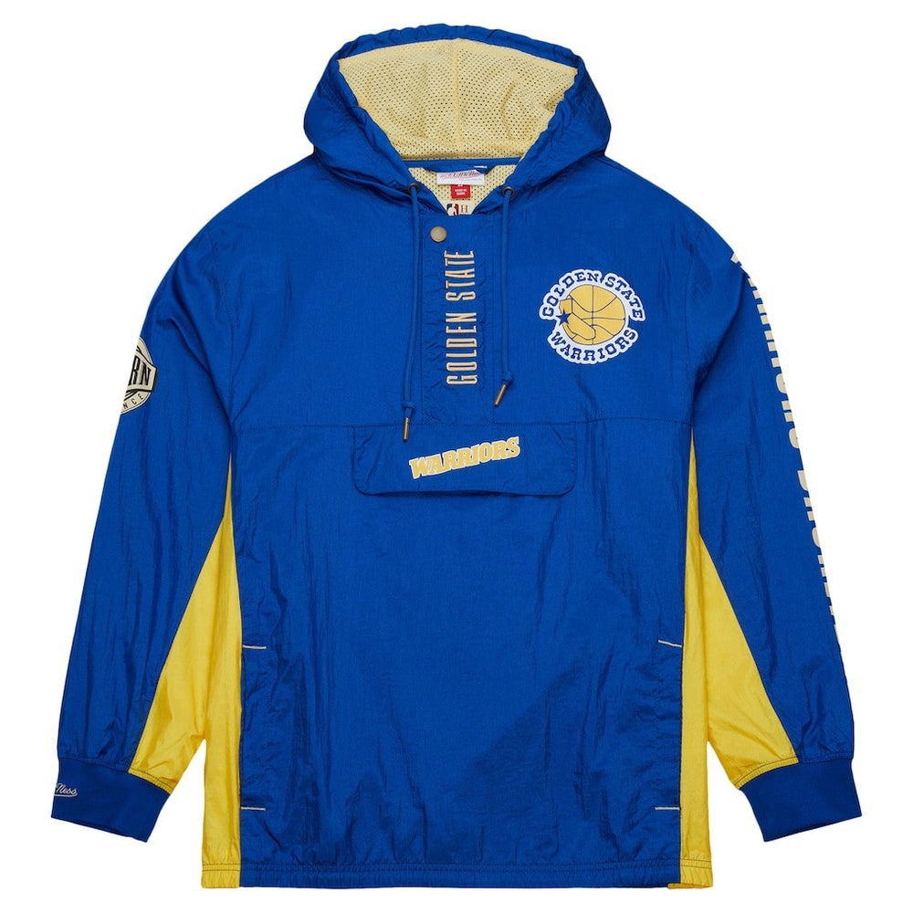 Mitchell & Ness - Golden State Warriors Team OG 2.0 Vintage Logo Anorak Windbreaker Quarter-Zip Jacket - Royal