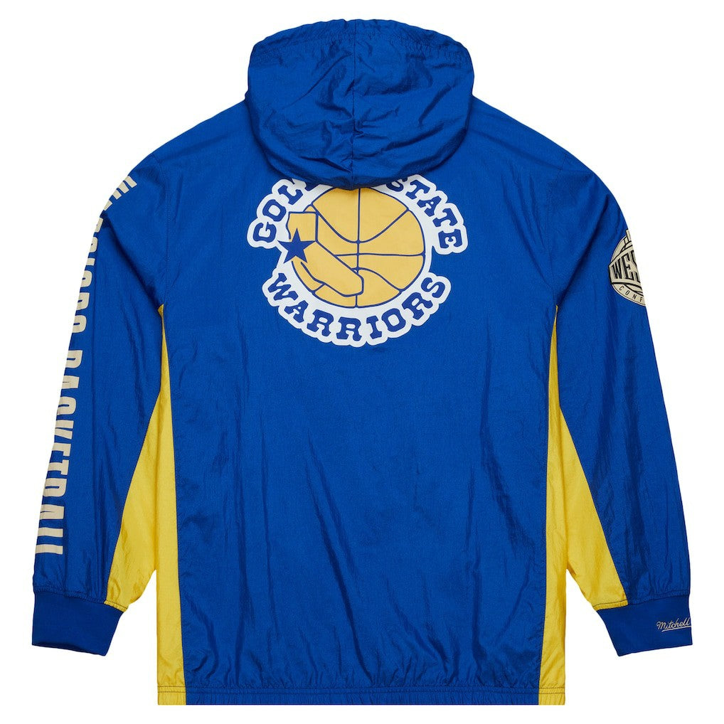 Mitchell & Ness - Golden State Warriors Team OG 2.0 Vintage Logo Anorak Windbreaker Quarter-Zip Jacket - Royal