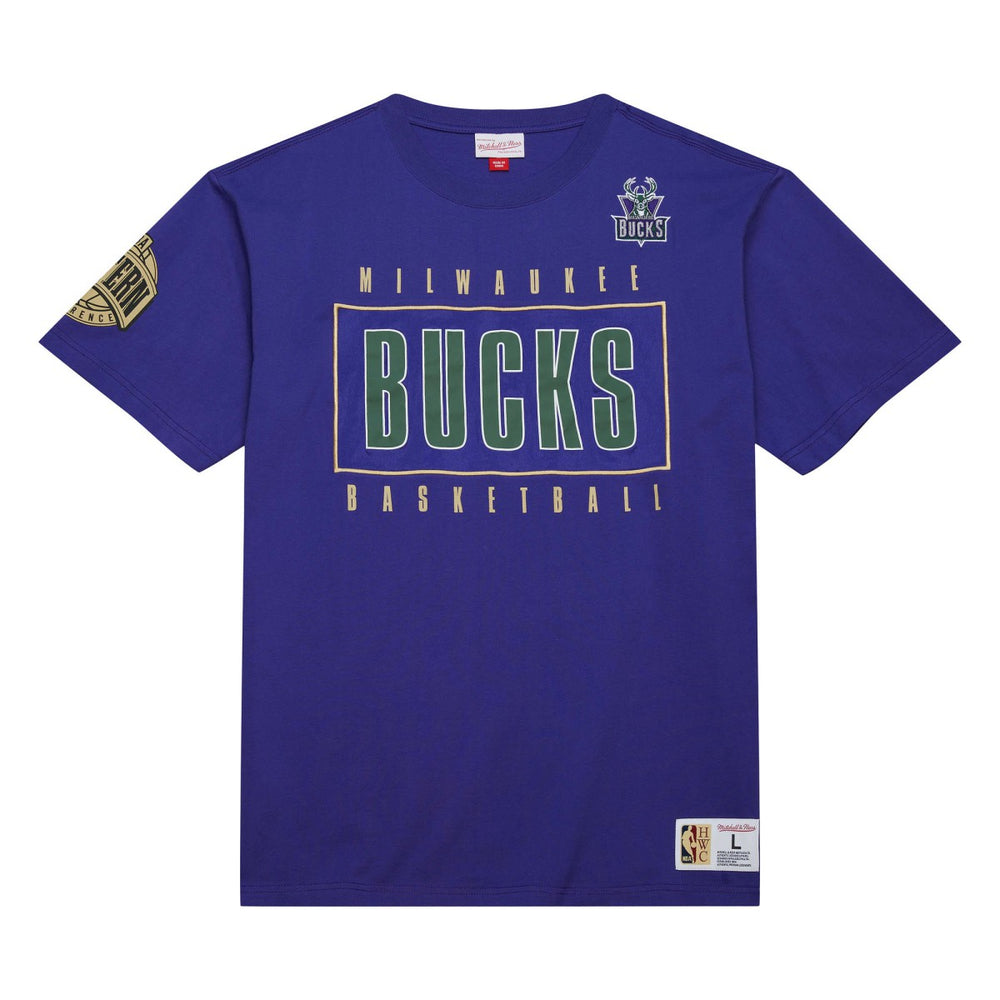 Mitchell & Ness - Milwaukee Bucks Hardwood Classics Team OG 2.0 Premium Vintage Logo T-Shirt - Purple