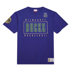Mitchell & Ness - Milwaukee Bucks Hardwood Classics Team OG 2.0 Premium Vintage Logo T-Shirt - Purple