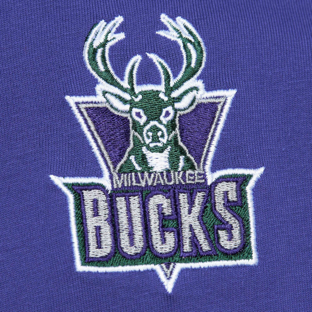 Mitchell & Ness - Milwaukee Bucks Hardwood Classics Team OG 2.0 Premium Vintage Logo T-Shirt - Purple