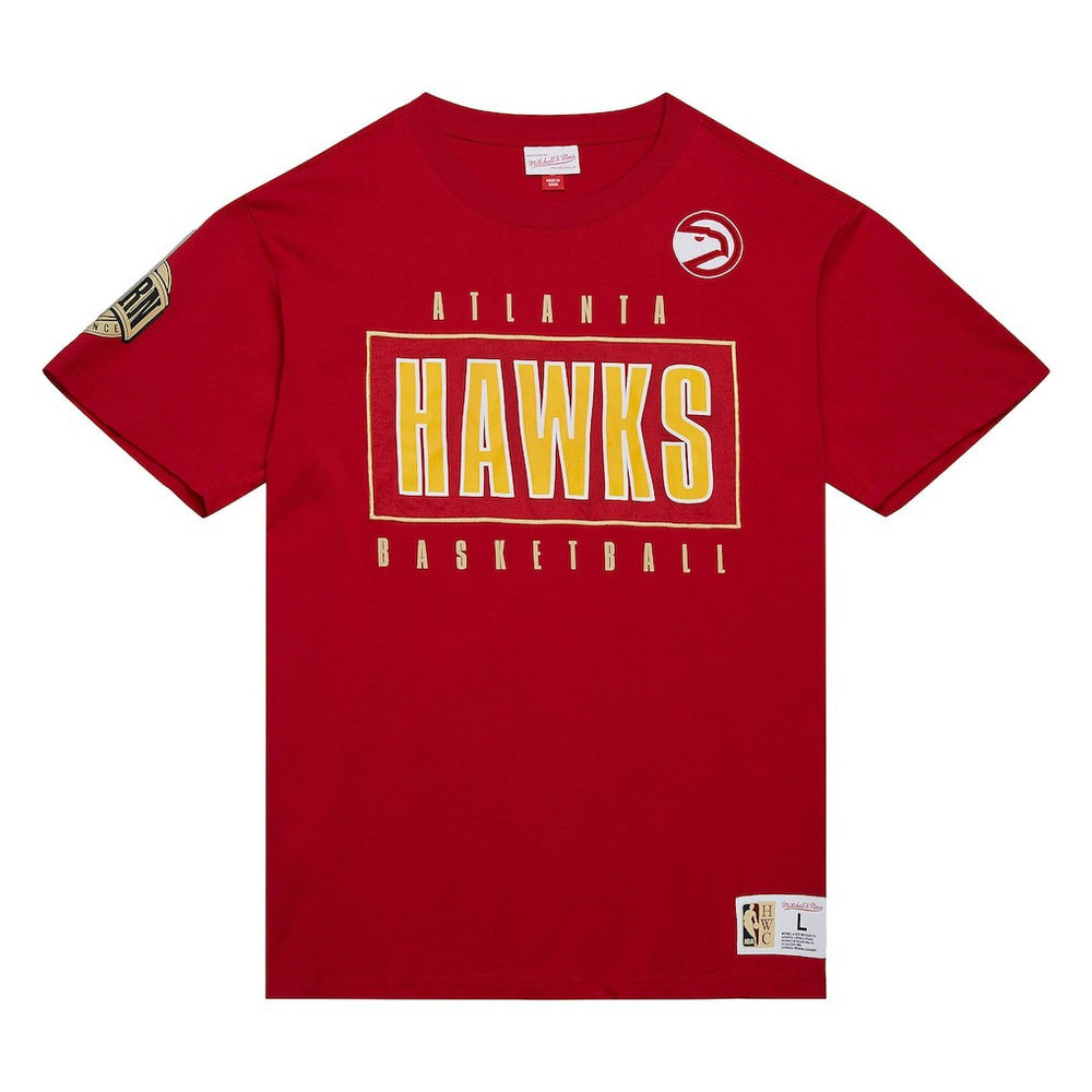 Mitchell & Ness - Atlanta Hawks Hardwood Classics Team OG 2.0 Premium Vintage Logo T-Shirt - Red