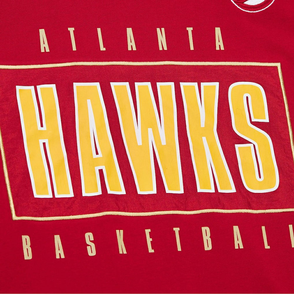 Mitchell & Ness - Atlanta Hawks Hardwood Classics Team OG 2.0 Premium Vintage Logo T-Shirt - Red