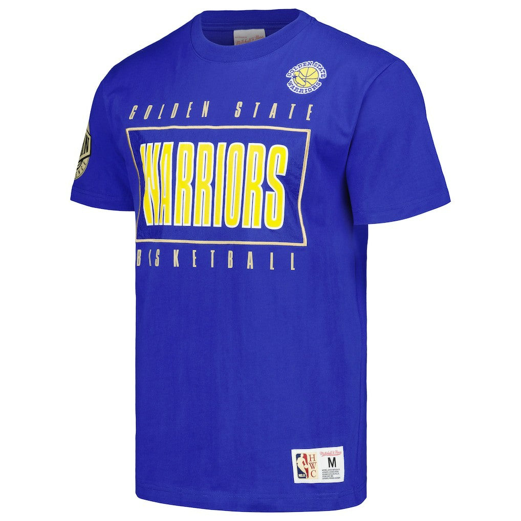 Mitchell & Ness - Golden State Warriors Hardwood Classics Team OG 2.0 Premium Vintage Logo T-Shirt - Royal