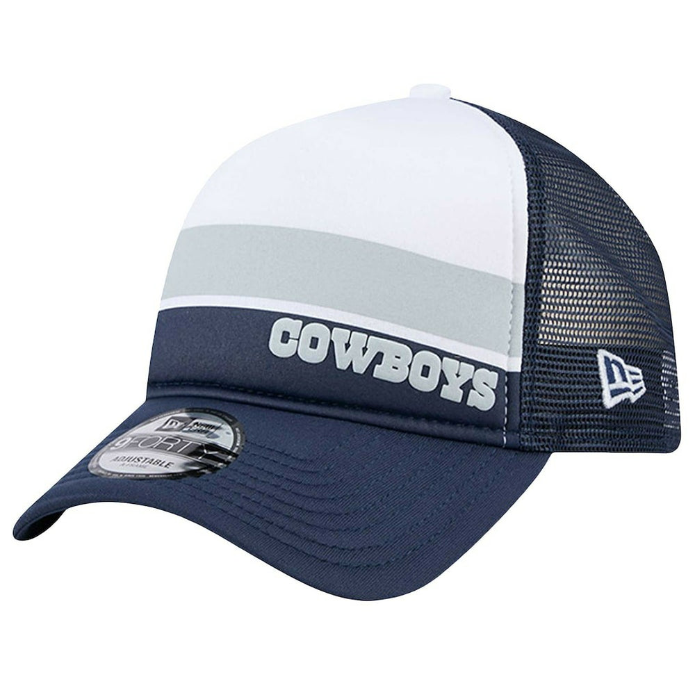 Dallas Cowboys New Era Sport Night Color Block 9FORTY A-Frame Trucker Adjustable Hat White/Navy - NFL