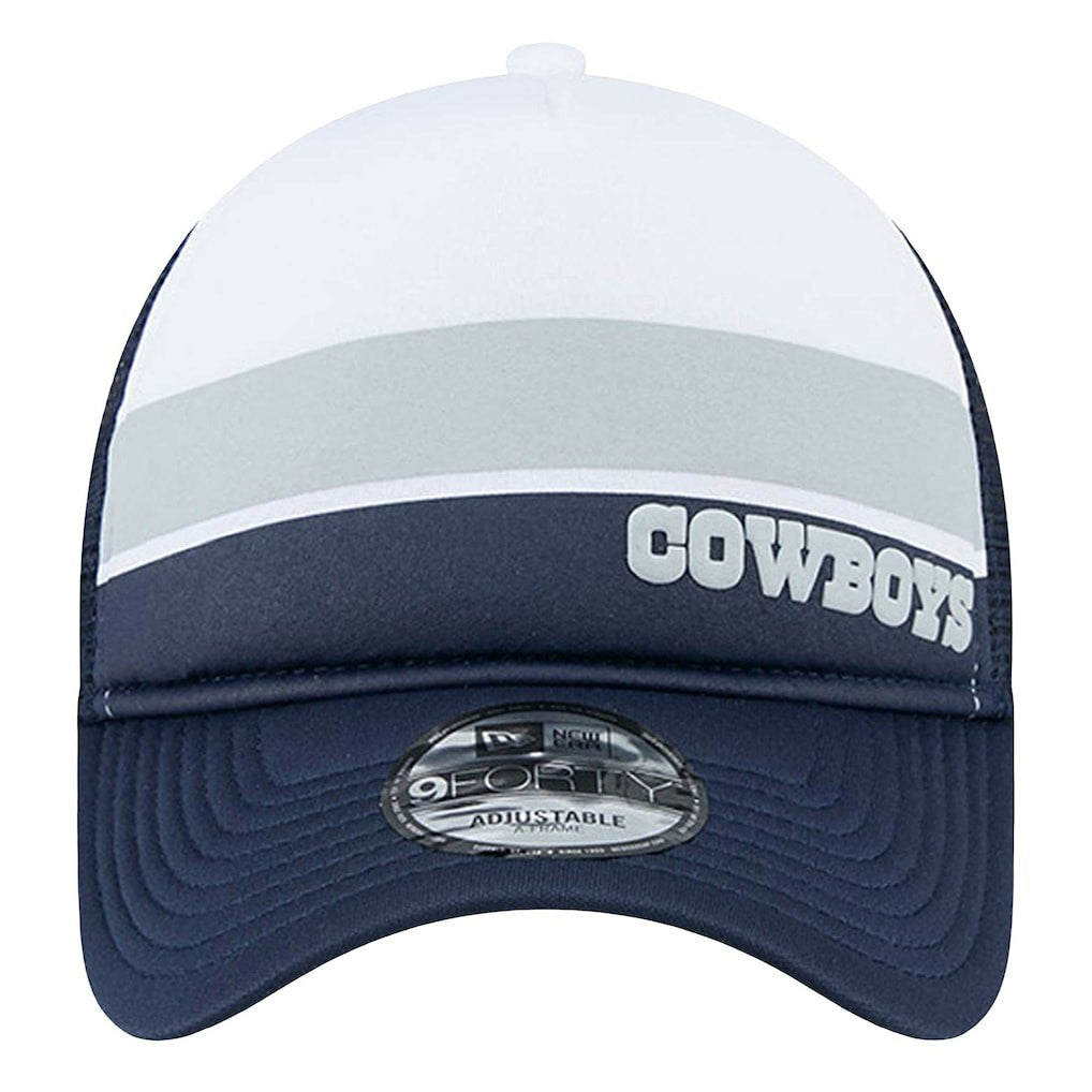 Dallas Cowboys New Era Sport Night Color Block 9FORTY A-Frame Trucker Adjustable Hat White/Navy - NFL