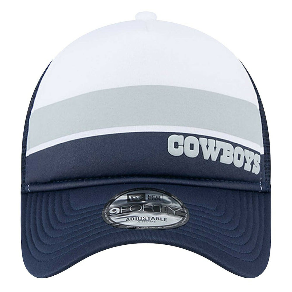Dallas Cowboys New Era Sport Night Color Block 9FORTY A-Frame Trucker Adjustable Hat White/Navy - NFL