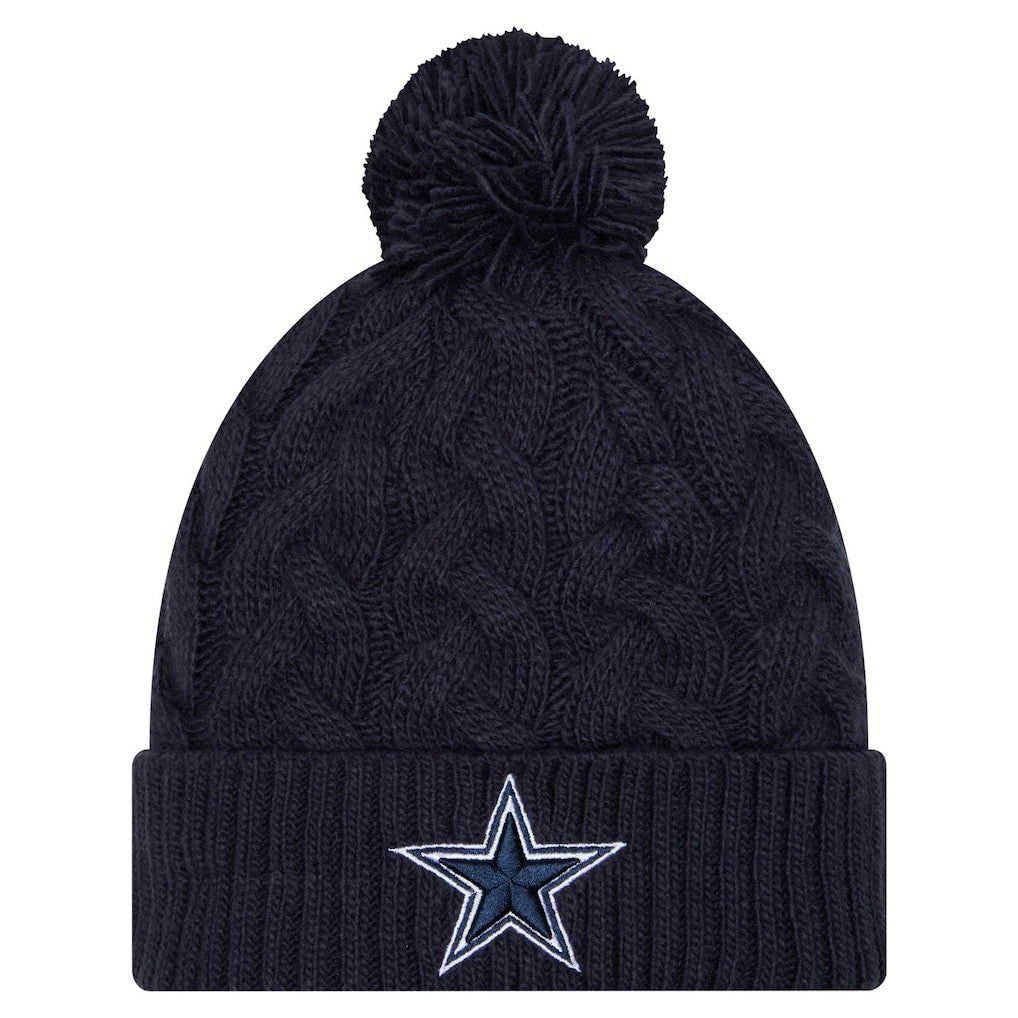Dallas Cowboys New Era Women's Cable Knit Hat with Pom Navy - NFL