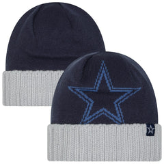 Dallas Cowboys New Era Oversize Cuffed Knit Hat Navy/Gray - NFL
