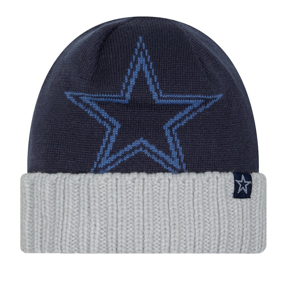 Dallas Cowboys New Era Oversize Cuffed Knit Hat Navy/Gray - NFL