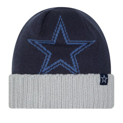 Dallas Cowboys New Era Oversize Cuffed Knit Hat Navy/Gray - NFL