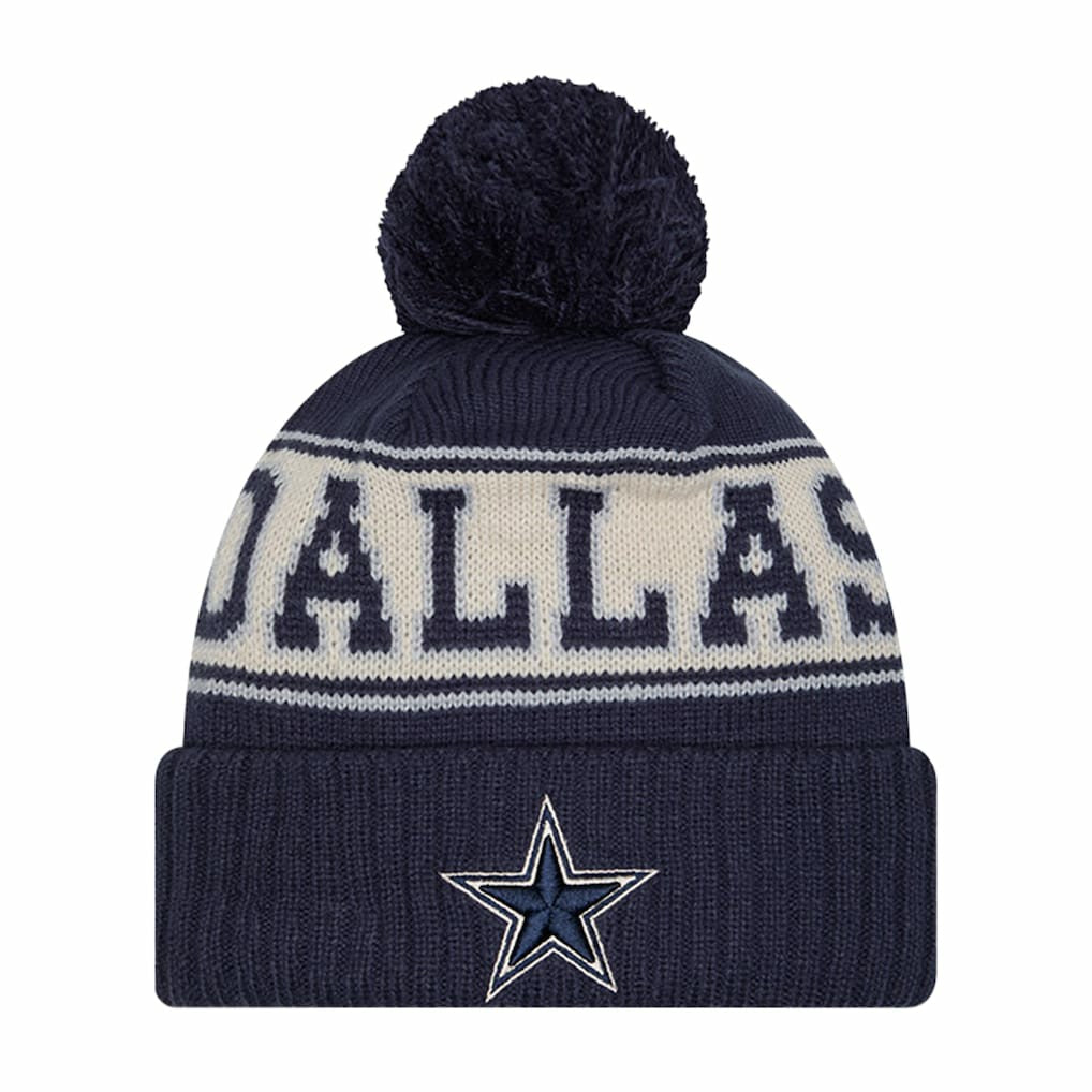 Dallas Cowboys New Era Retro Cuffed Knit Hat with Pom Navy - NFL