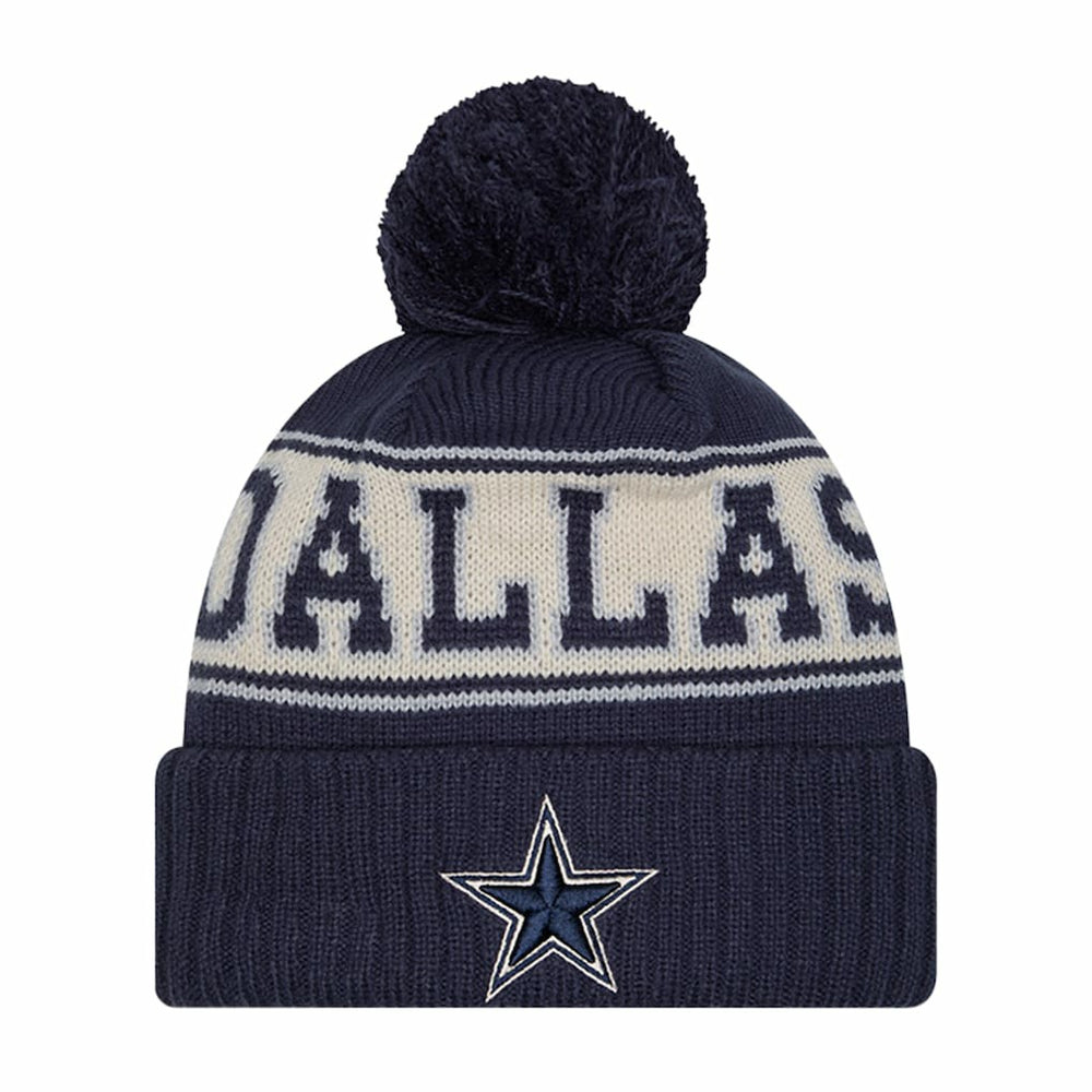 Dallas Cowboys New Era Retro Cuffed Knit Hat with Pom Navy - NFL