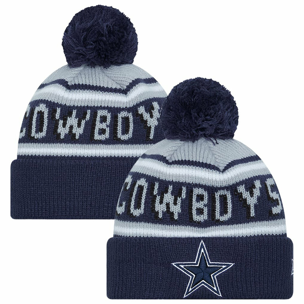 Dallas Cowboys New Era Preschool Main Wordmark Cuffed Knit Hat with Pom Navy - NFL