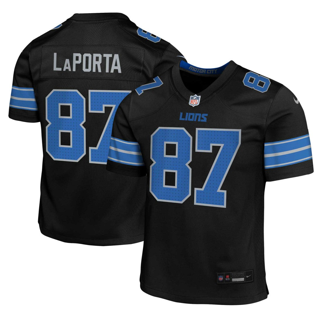Sam LaPorta Detroit Lions Youth Game Jersey - Black | NFL Jerseys