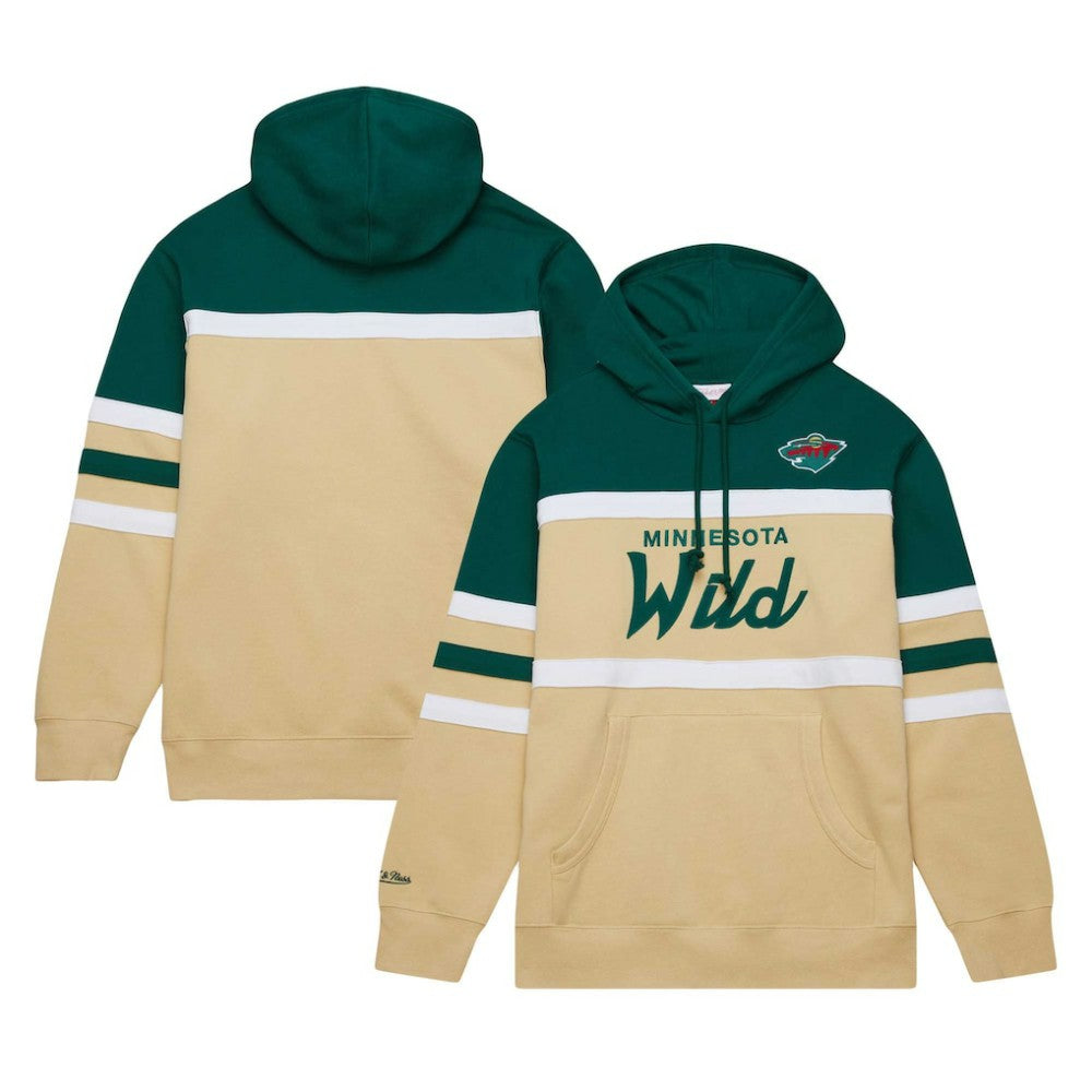 Minnesota Wild - Mitchell & Ness Head Coach Pullover Hoodie Cream/Green