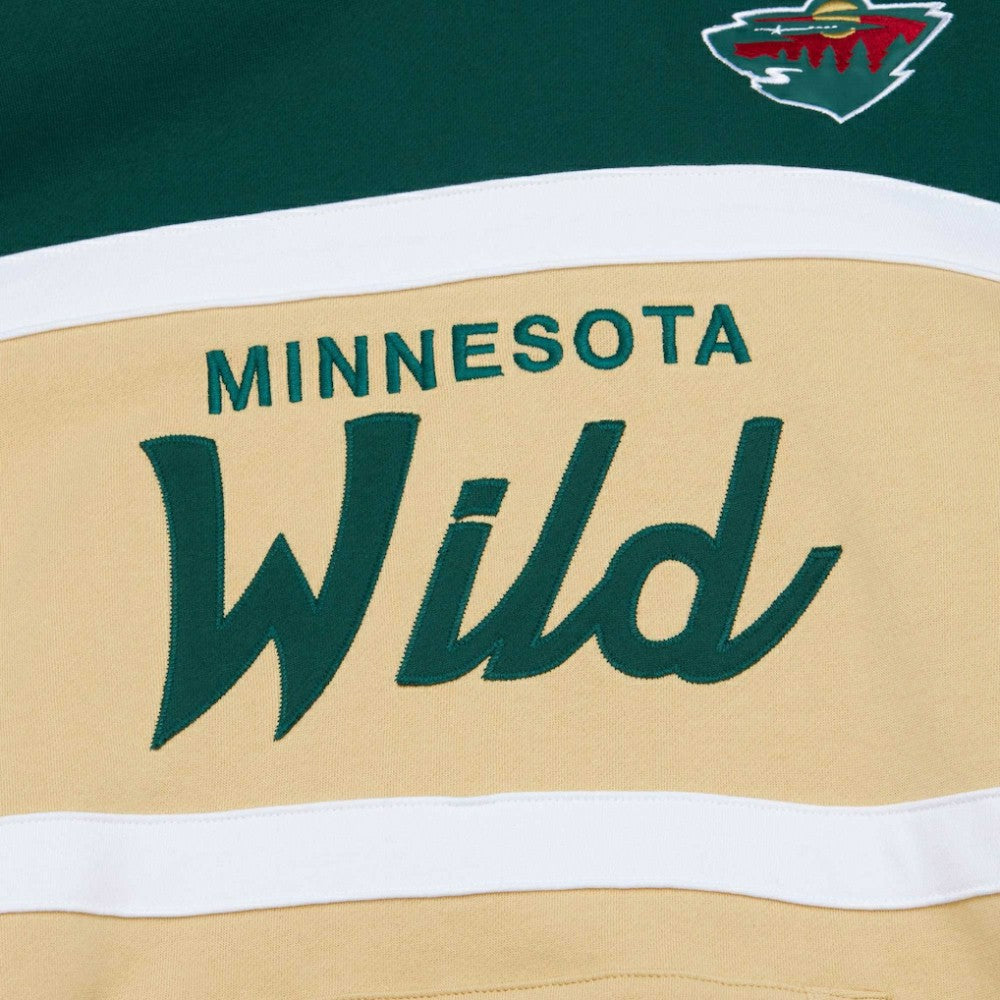 Minnesota Wild - Mitchell & Ness Head Coach Pullover Hoodie Cream/Green